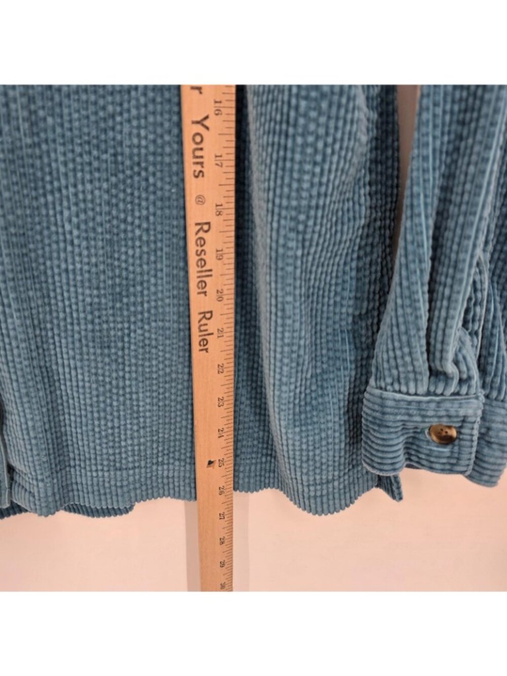 LL Bean Shirt Womens Petite M Blue Wide Wale Corduroy Button Up Casual Cotton - Picture 6 of 8